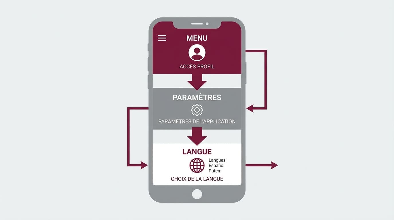 Schéma technique des étapes pour changer la langue sur l'application