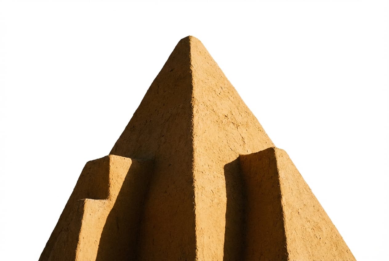 Minaret traditionnel du Sahara algérien sur fond blanc