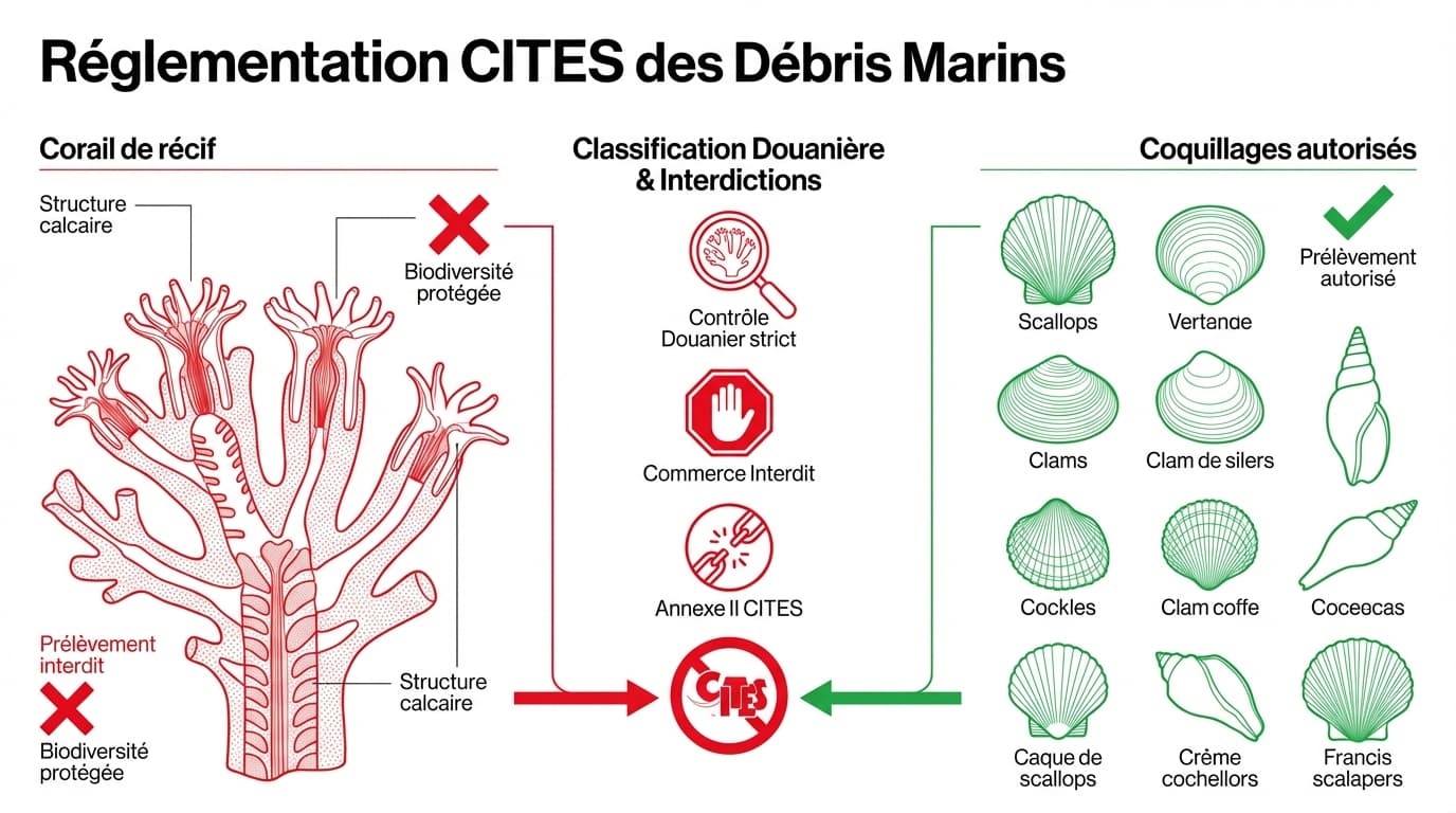 Schéma technique des réglementations sur le corail et les espèces protégées