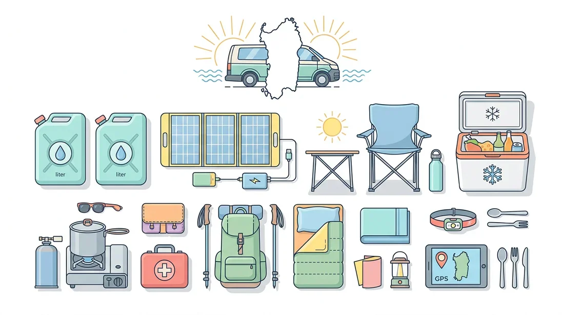 Infographie des équipements essentiels pour le camping en van