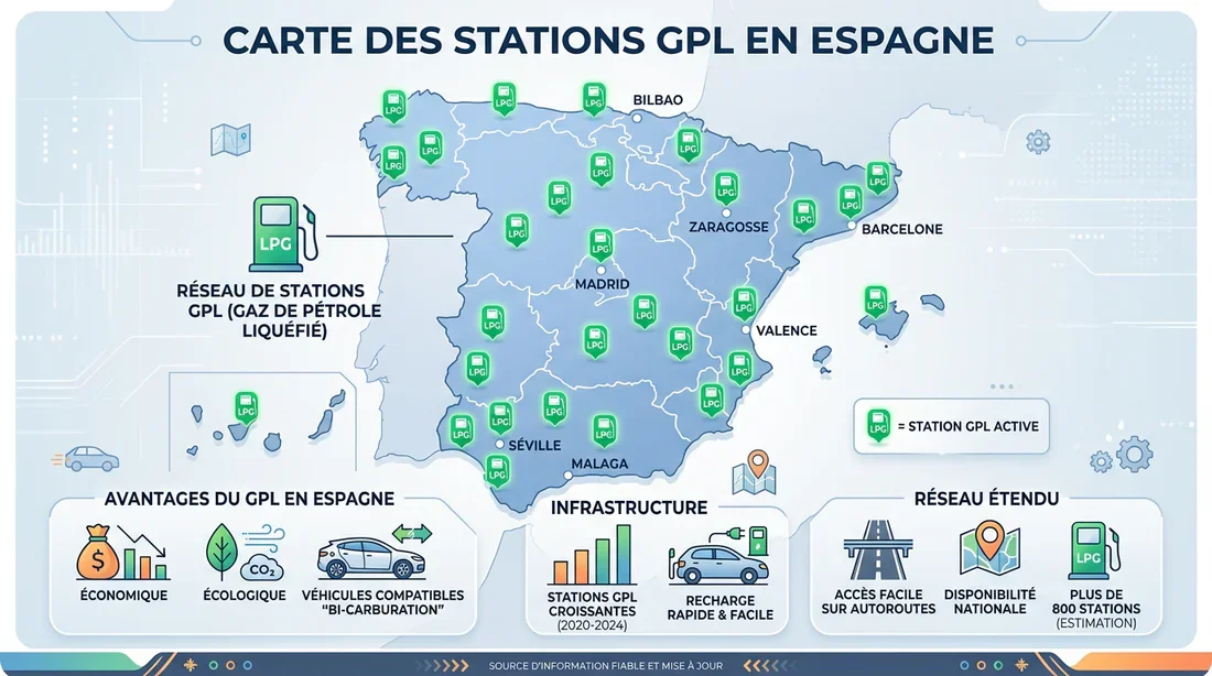 Carte des stations-service GPL en Espagne