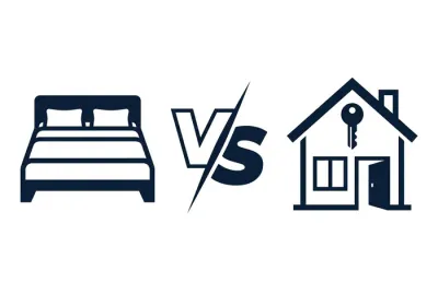 Icône de comparaison entre hôtel et location Airbnb