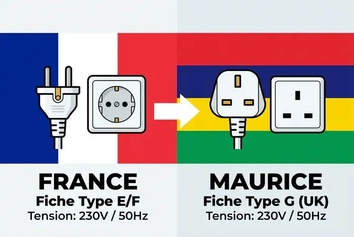 Prise électrique île Maurice : faut-il un adaptateur ? - Prises à l'île Maurice : Le Guide Ultime 2026 - Quel adaptateur choisir pour vos prises à l'île Maurice ? Comparaison des prises électriques France et Maurice