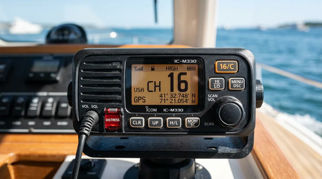 Interface de commande d'une radio VHF marine moderne