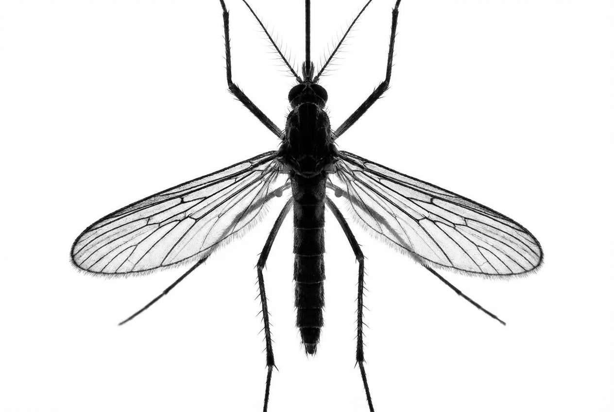 Moustique en gros plan sur fond blanc