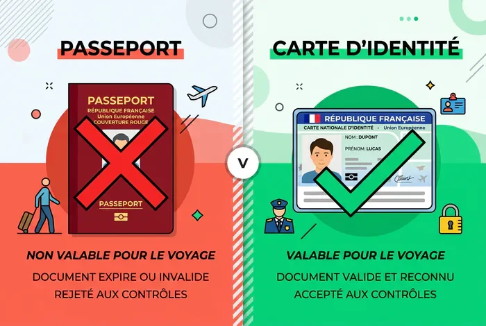 Peut-on aller en Turquie sans passeport ? - Turquie sans passeport : Le guide 2026 ultime - Aller en Turquie sans passeport : est-ce possible en 2026 ? Infographie comparant l'usage du passeport et de la carte d'identité pour voyager en Turquie