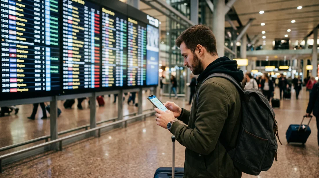 Préparer son départ pour la Turquie Voyageur à l'aéroport vérifiant ses documents de voyage pour la Turquie