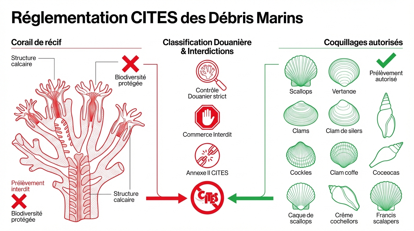 Schéma technique des réglementations sur le corail et les espèces protégées