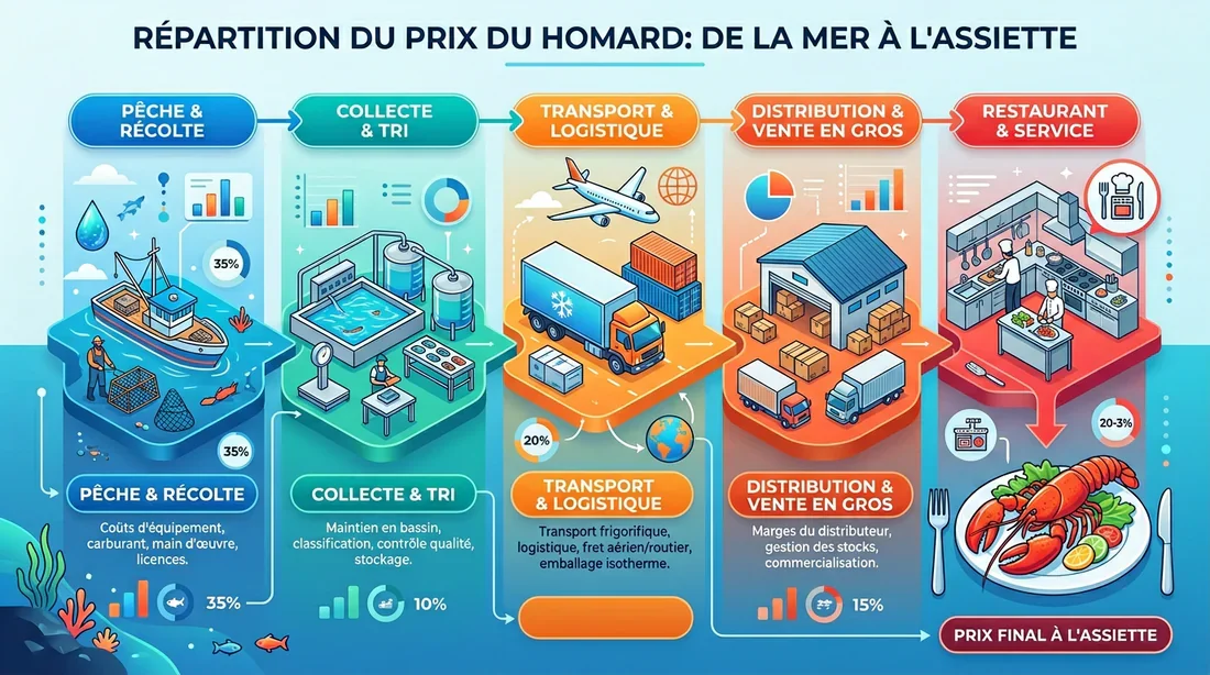 Infographie détaillant la répartition des coûts de la langouste