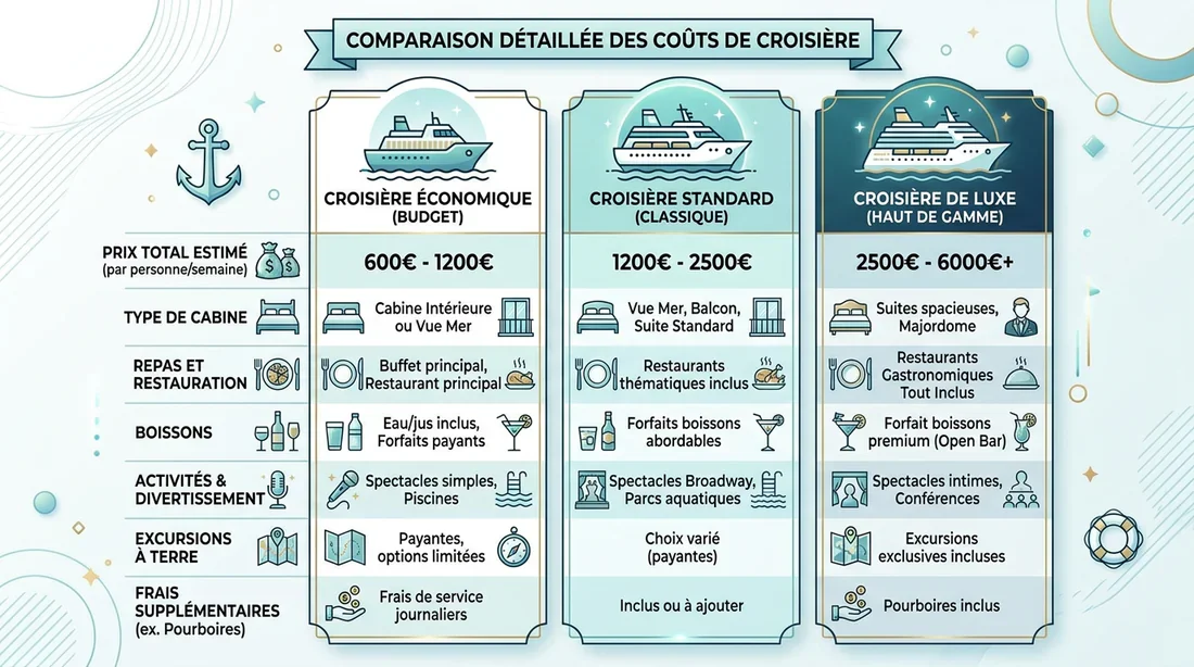 Tableau récapitulatif des frais sur une facture Costa