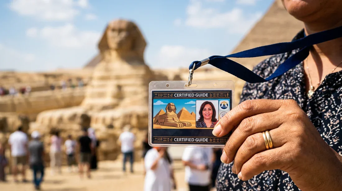 Badge officiel d'un guide touristique en Égypte