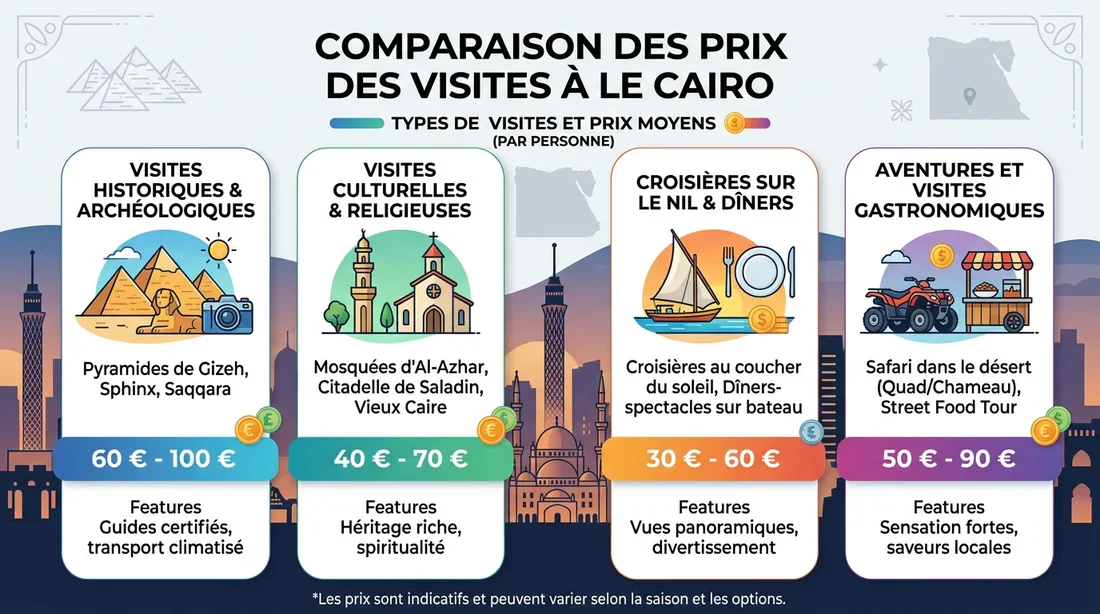 Comparatif des prix pour les services de guides touristiques au Caire