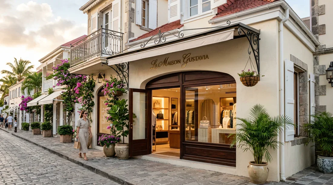 Boutique de luxe dans les rues de Gustavia