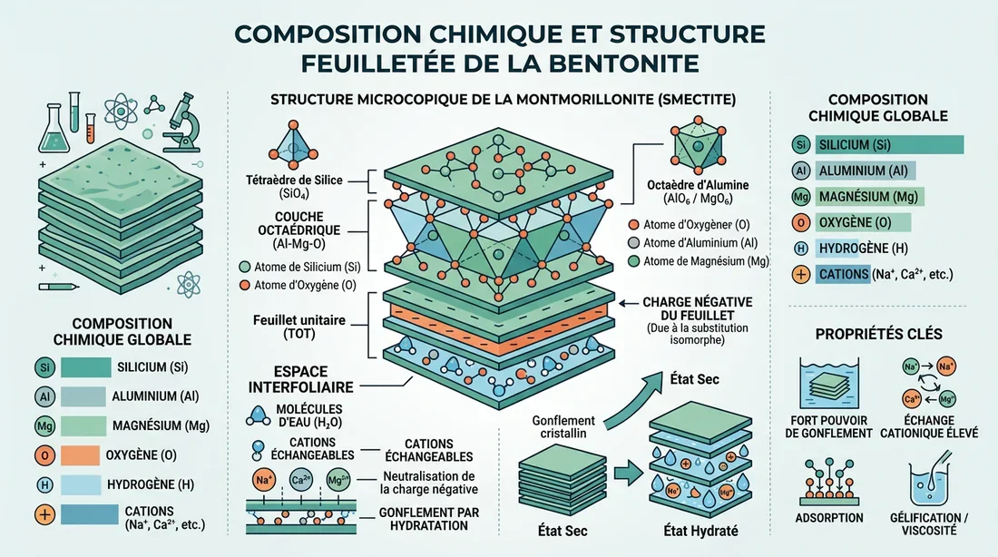 Schéma explicatif de la composition de la bentonite