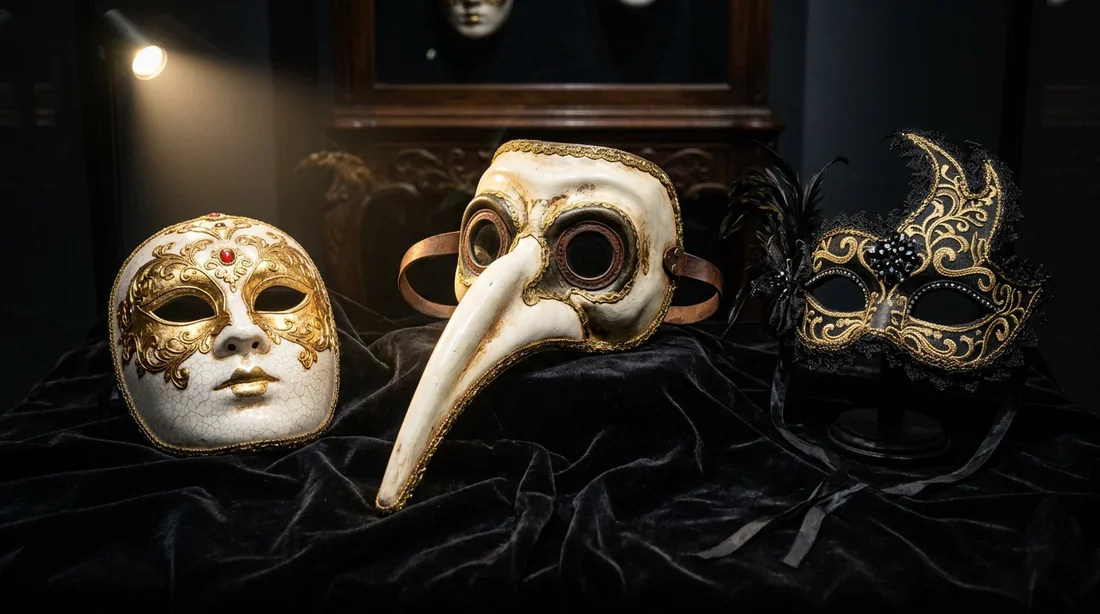Les différents modèles de masques de Venise Collection des différents types de masques emblématiques du Carnaval de Venise.