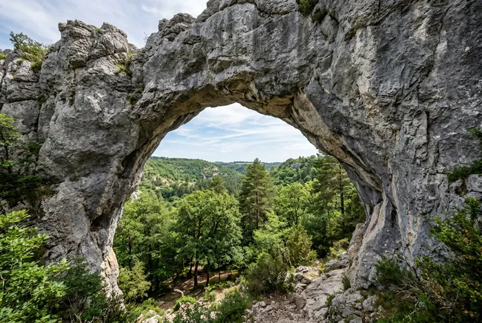 La Porte de Mycènes arche naturelle emblématique à Montpellier-le-Vieux