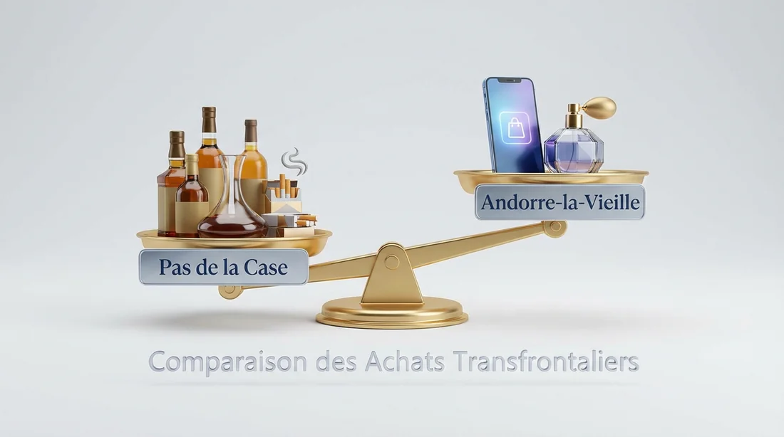Balance des prix : Tabac/Alcool vs High-Tech/Parfums Infographie comparative des prix par catégorie entre le Pas de la Case et la capitale.