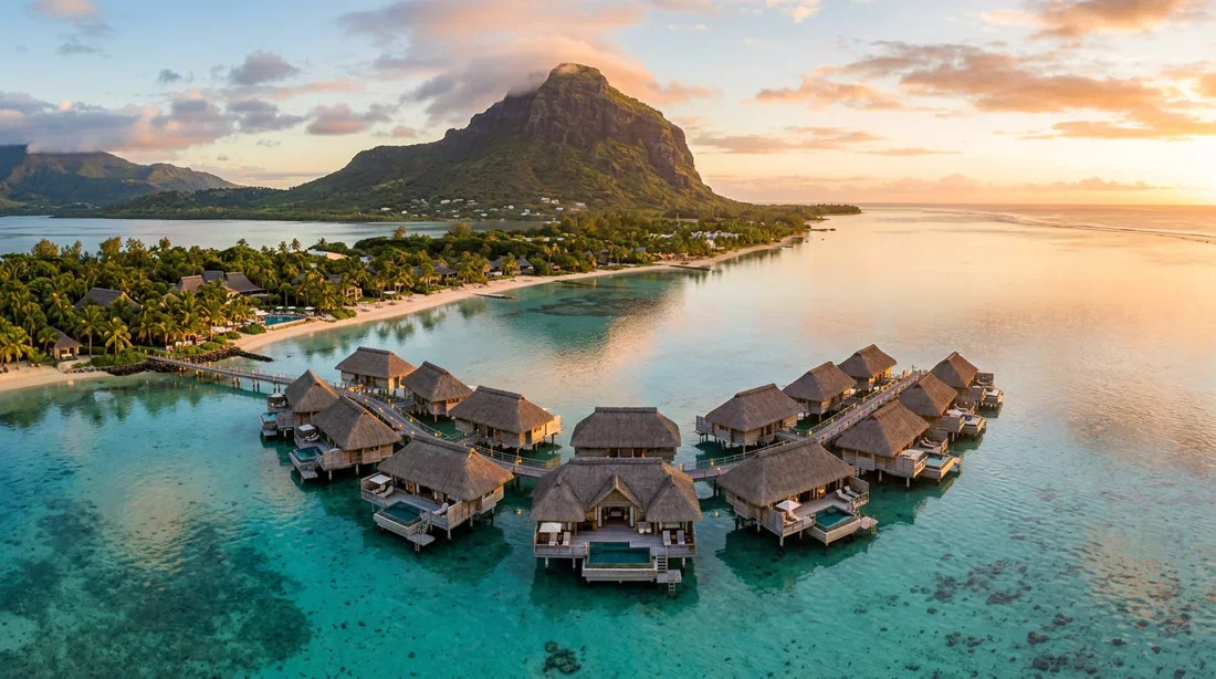 Hôtel de luxe sur pilotis avec vue sur le Morne à l'Île Maurice
