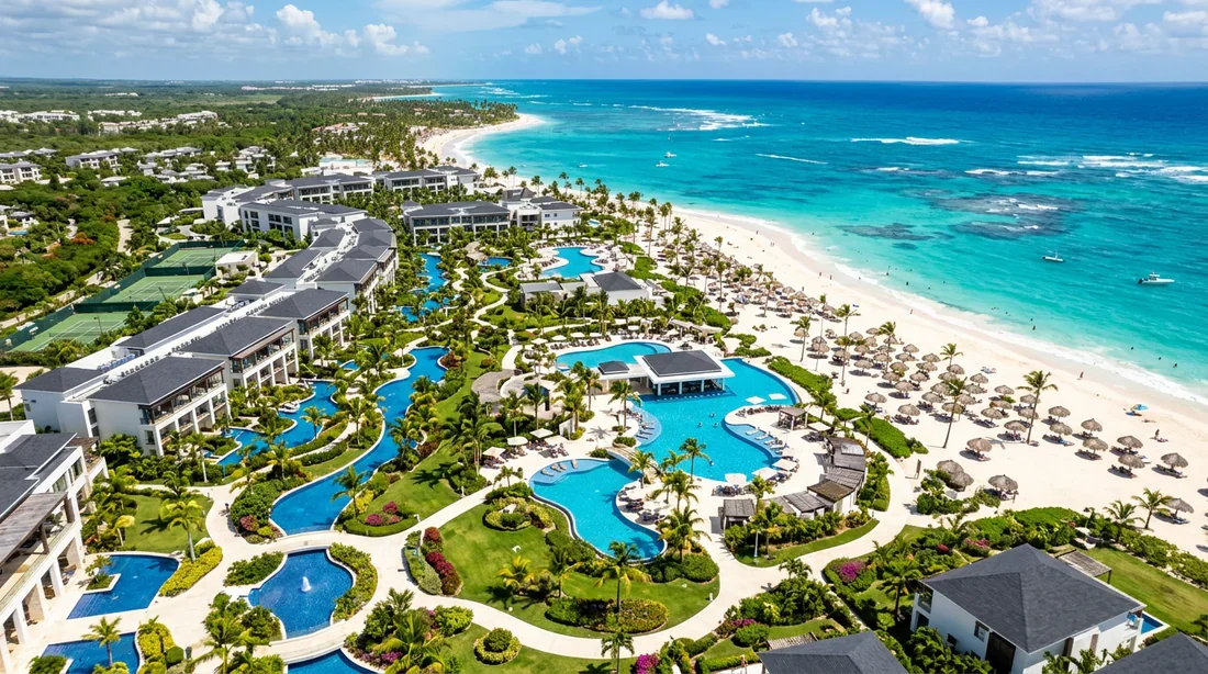 Le confort luxueux à Punta Cana Vue aérienne d'un complexe hôtelier tout inclus à Punta Cana