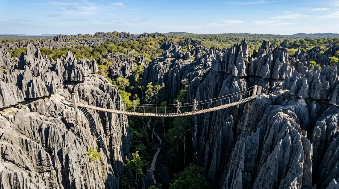 Parc national des Tsingy de Bemaraha Paysage spectaculaire des formations calcaires du parc national des Tsingy de Bemaraha.