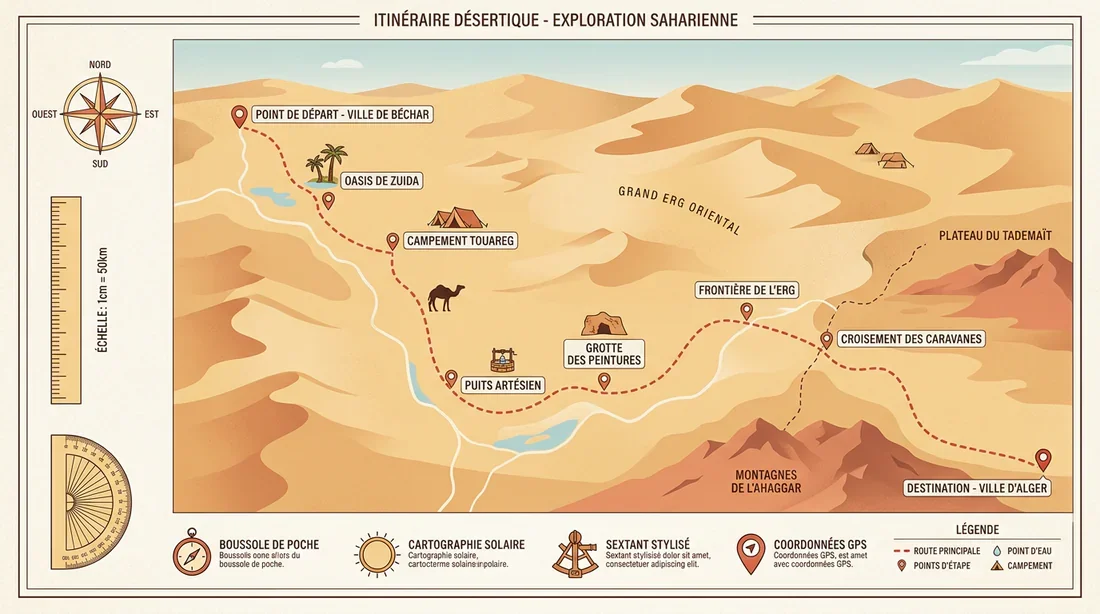 Carte et navigation pour traversée du désert en 4x4