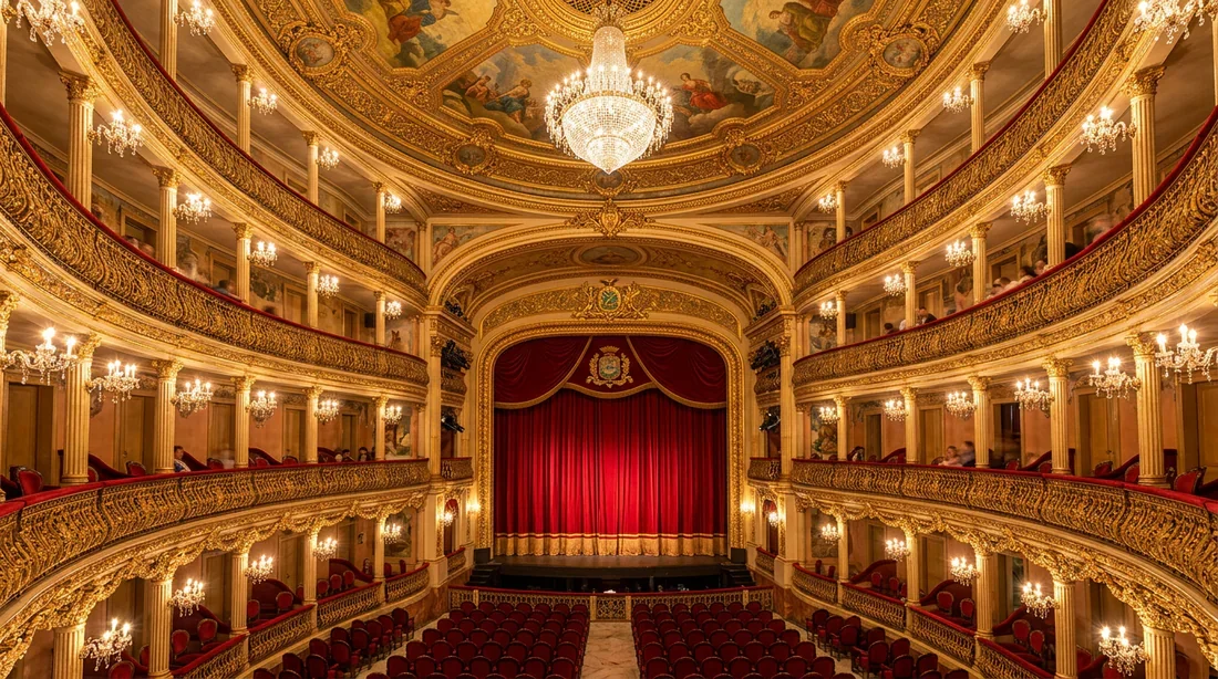 Intérieur luxueux du grand hall du Teatro Amazonas