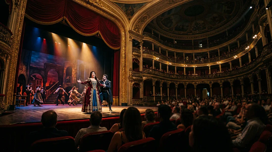 Performance artistique sur la scène du Teatro Amazonas