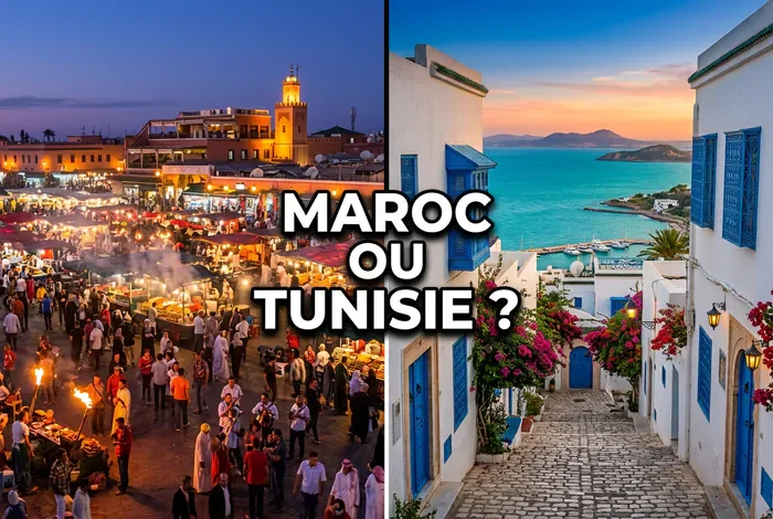 Maroc ou Tunisie : Le comparatif 2026 - Quel pays choisir ? - Maroc ou Tunisie : Le guide ultime pour trancher en 2026 - Maroc ou Tunisie : Où partir selon votre profil ? Vignette de comparaison entre le Maroc et la Tunisie
