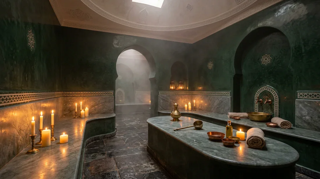 Hammam spa traditionnel et luxueux en tadelakt à Marrakech
