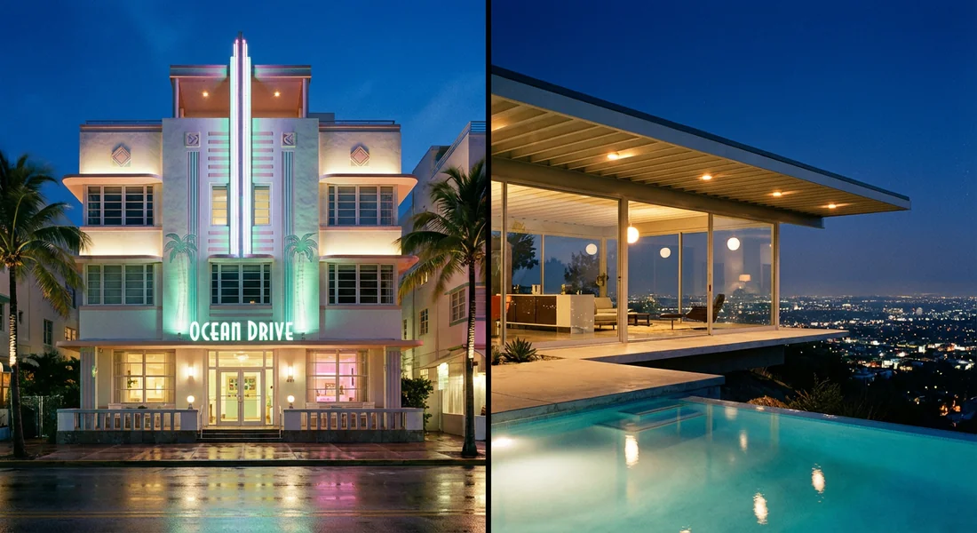 Architecture Art Déco de Miami vs Modernisme de Los Angeles