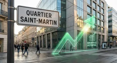 Panneau Quartier Saint-Martin avec graphique de croissance immobilière.
