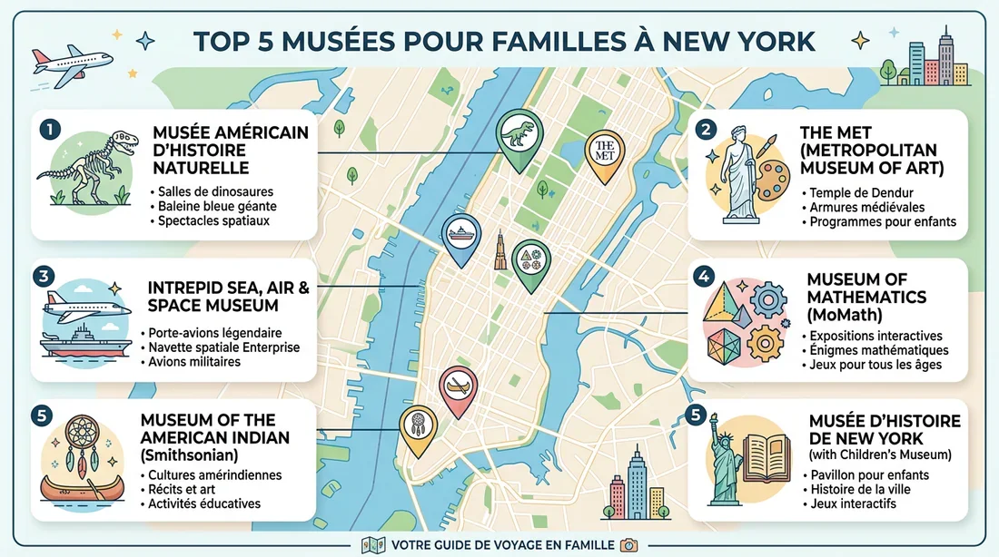 Infographie des meilleurs musées pour enfants à New York