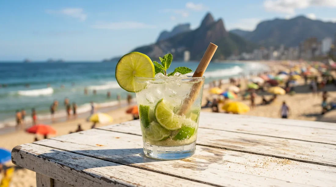 Caipirinha traditionnelle sur une plage d'Ipanema