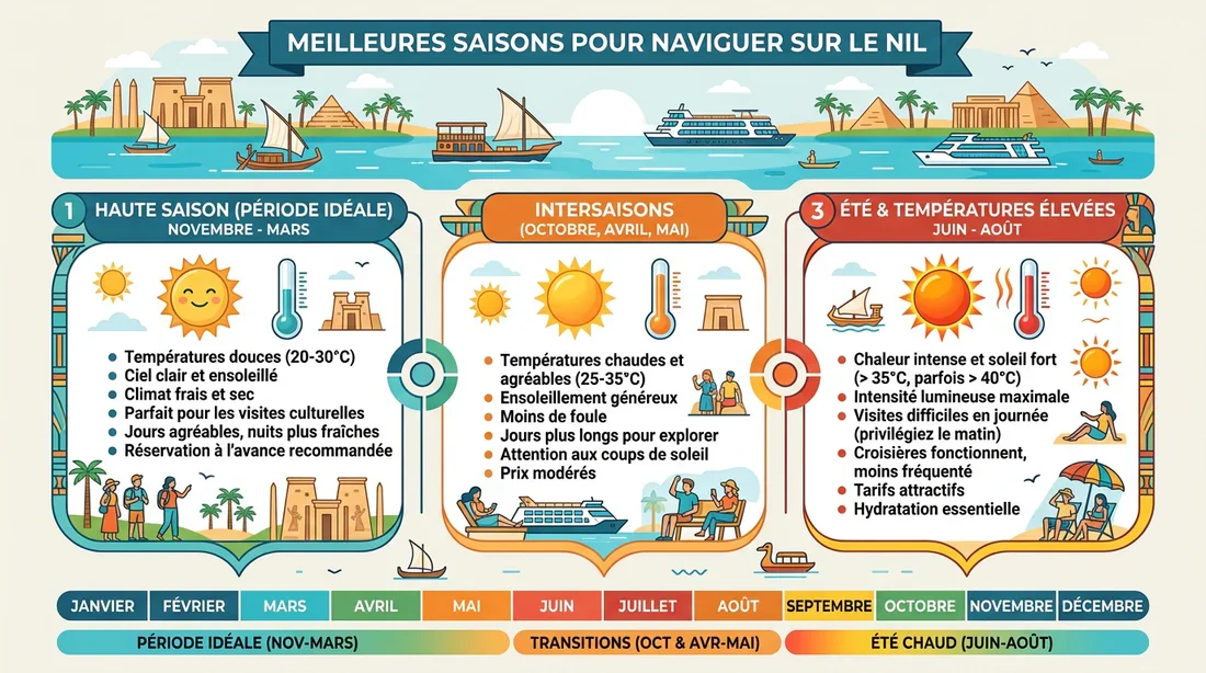 Infographie sur la meilleure période pour naviguer sur le Nil