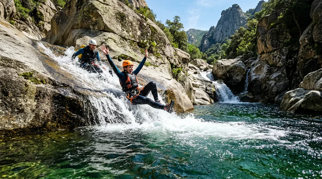 Canyoning et toboggans naturels dans la Purcaraccia Descente en canyoning dans les toboggans naturels de la Purcaraccia