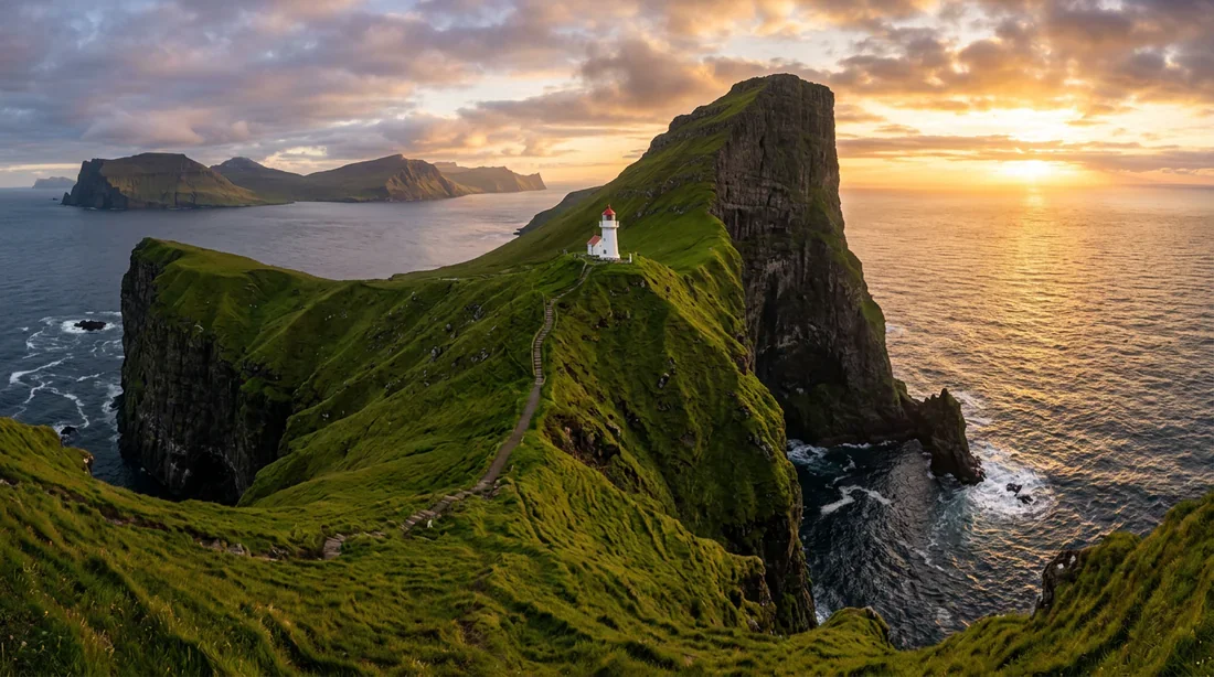 Phare de Kallur sur l'île de Kalsoy Phare de Kallur situé sur les falaises escarpées de l'île de Kalsoy