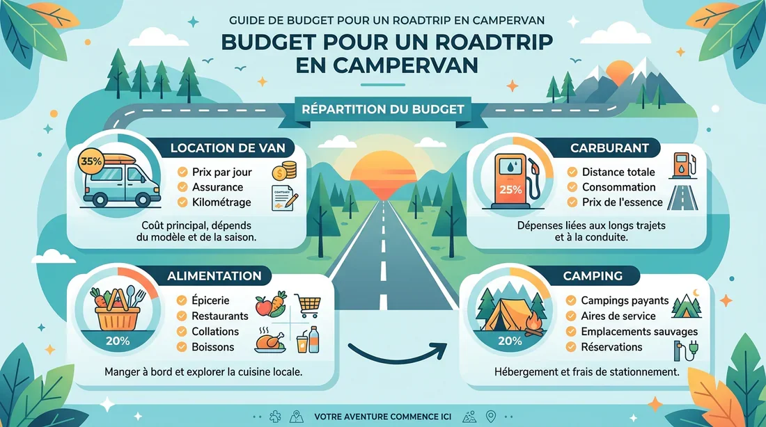 Infographie détaillant le budget moyen pour un road trip en van en Australie
