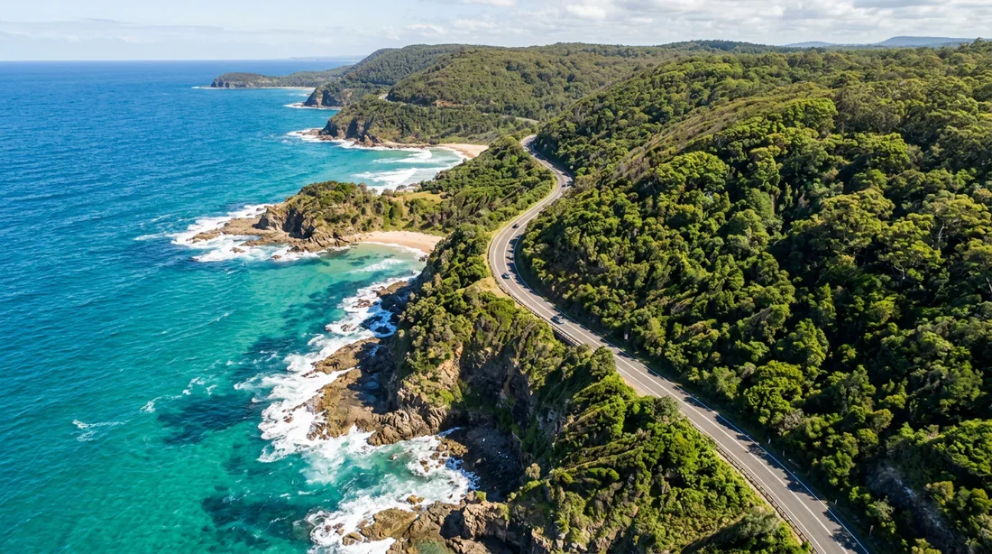 Route côtière panoramique le long de l'océan turquoise en Australie