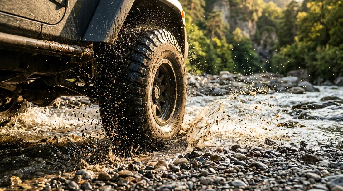 Traversée de rivière en 4x4 lors d'un roadtrip au Kirghizistan