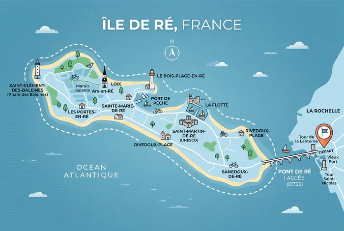 Tour de l'île de Ré à pied : Le Guide Complet - Tour de l'île de Ré à pied : 5 Étapes pour Réussir - Comment faire le tour de l'île de Ré à pied sans erreur ? Carte illustrée de l'itinéraire de randonnée sur l'Île de Ré