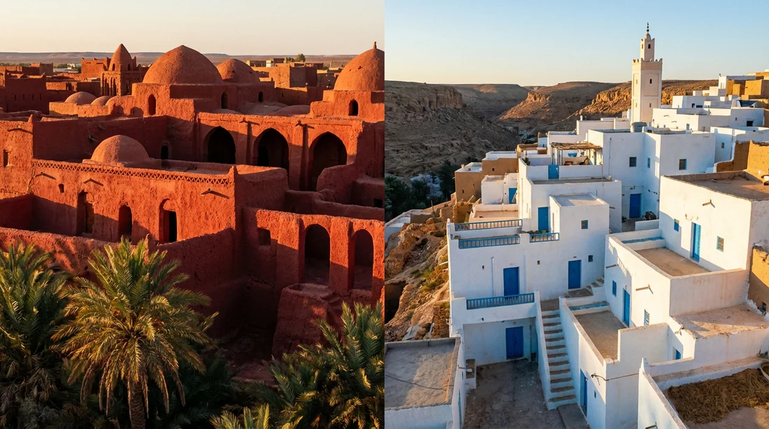 Contraste entre l'architecture de Timimoun et celle de Ghardaïa