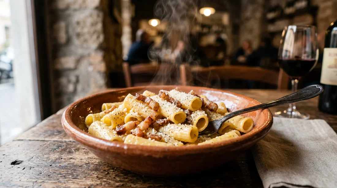 Gastronomie romaine authentique Plat de pâtes italiennes traditionnel à Rome
