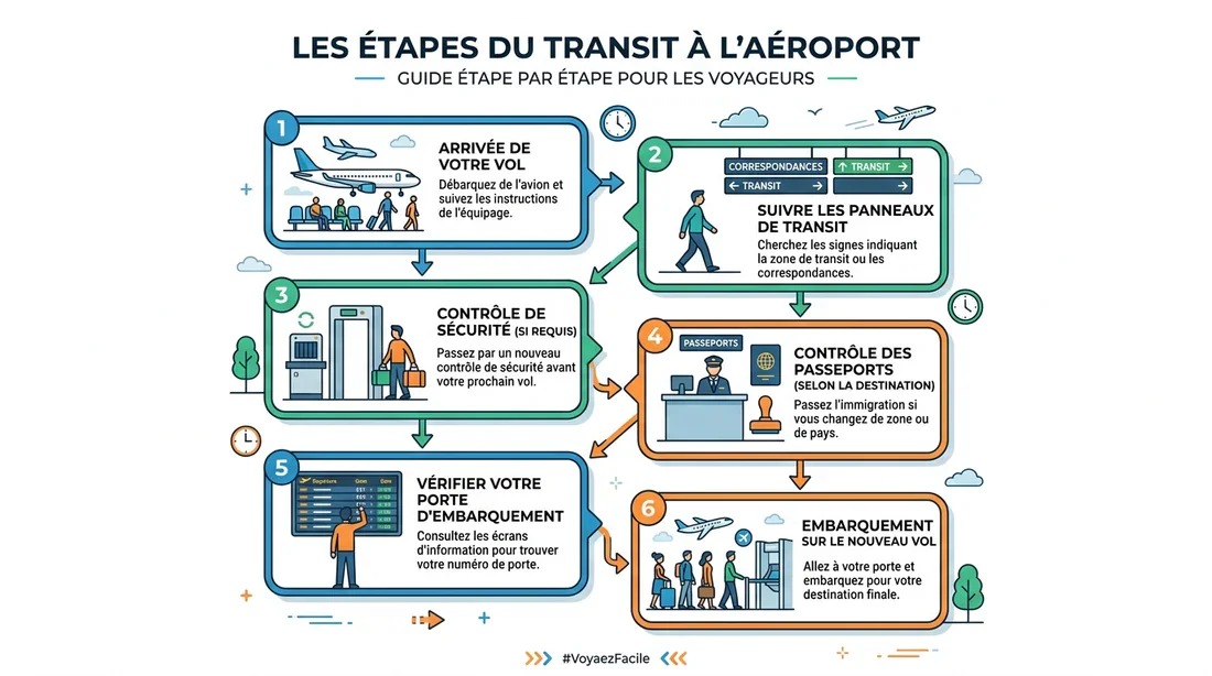 Infographie des étapes de transit à l'aéroport El Dorado