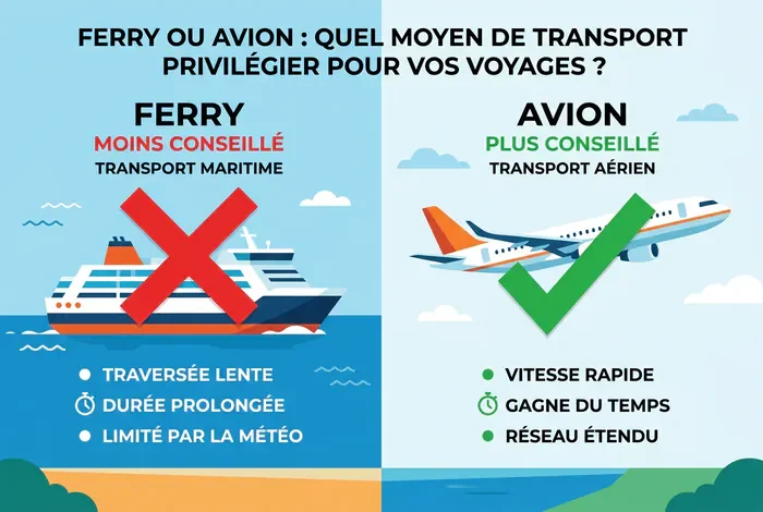 Bateau Réunion Maurice : Guide 2026 - Traversée Réunion-Maurice : Le guide ultime 2026 - Existe-t-il un ferry entre la Réunion et Maurice ? Comparaison visuelle entre voyage en ferry et en avion