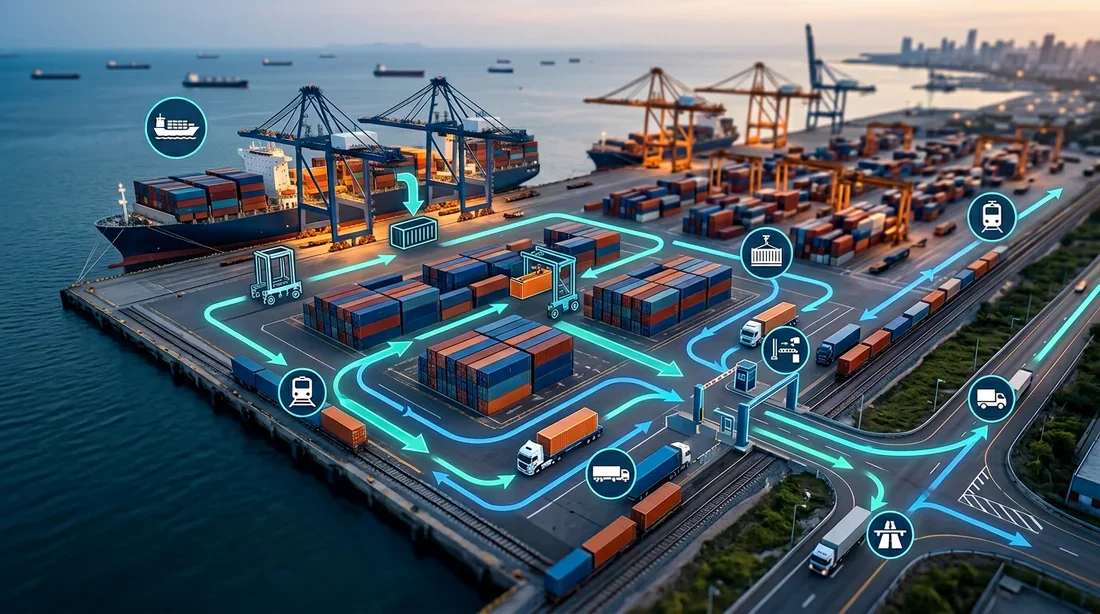 Schéma illustrant le flux logistique portuaire