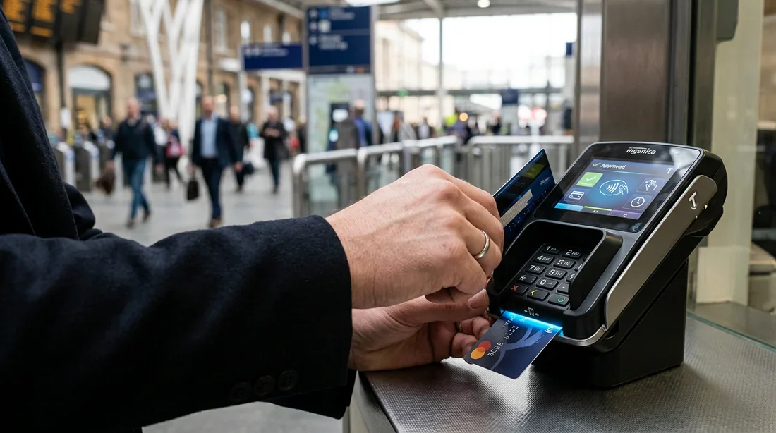 Achat sécurisé de billet de train Paiement sécurisé d'un billet de train en gare.