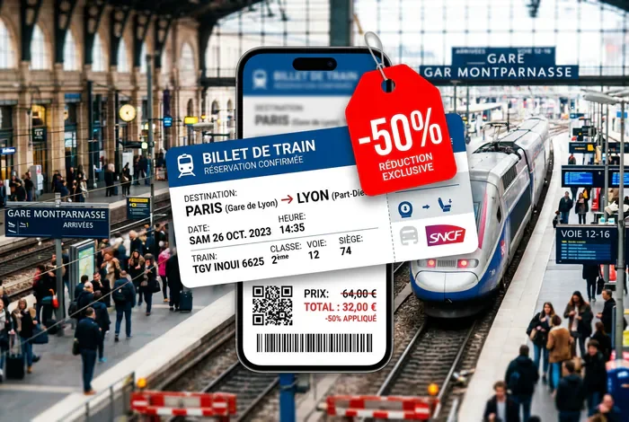 Comment payer moins cher le train : 7 astuces (2026) - Billet de train moins cher : le guide ultime pour économiser - Vous voulez payer le train moins cher ? Voici nos 7 astuces Réduction de 50% sur un billet de train, promotion voyage.