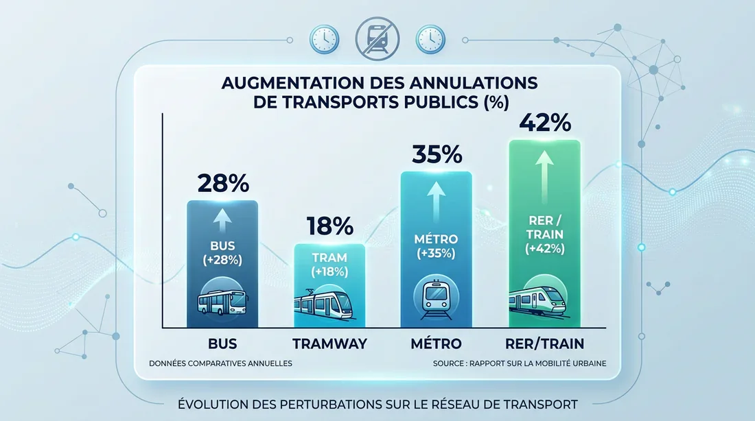 Graphique montrant l'augmentation des annulations de bus