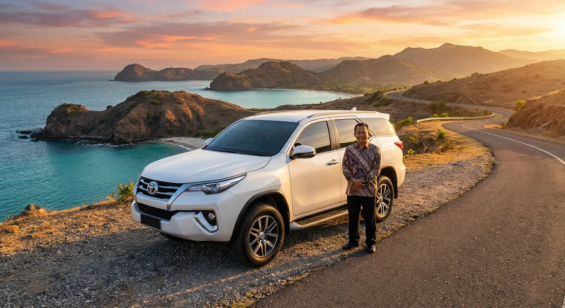 Location de voiture avec chauffeur privé pour explorer le sud de Lombok.