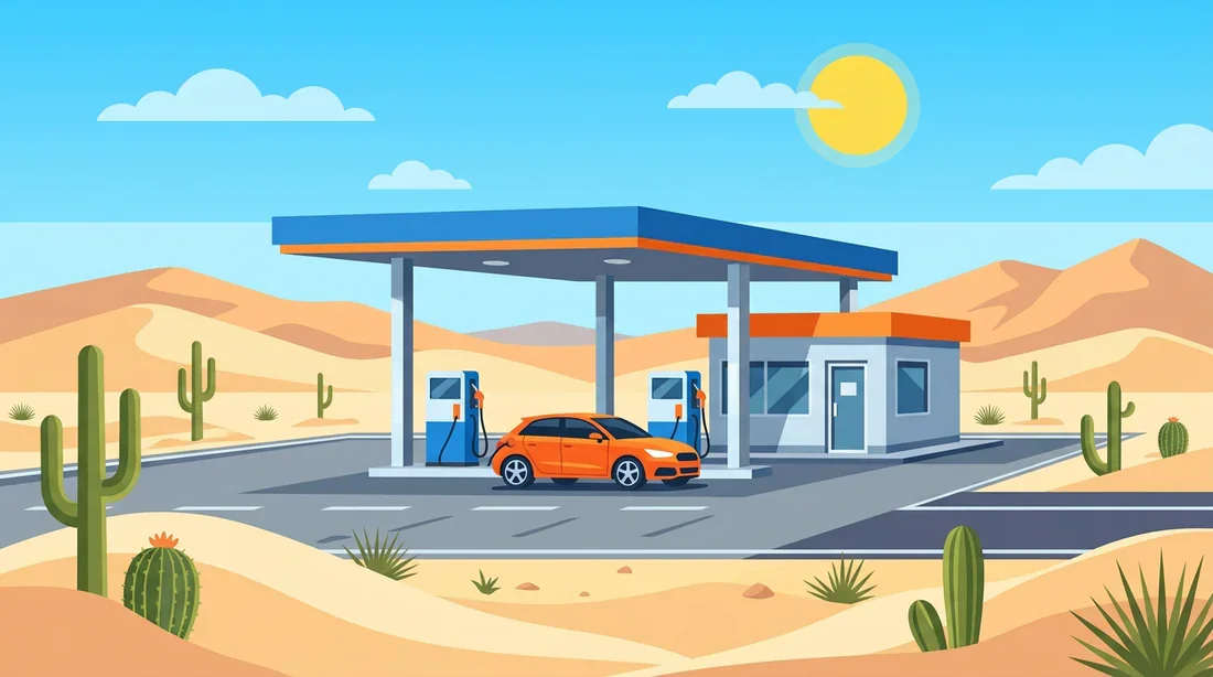 Station-service dans le désert marocain